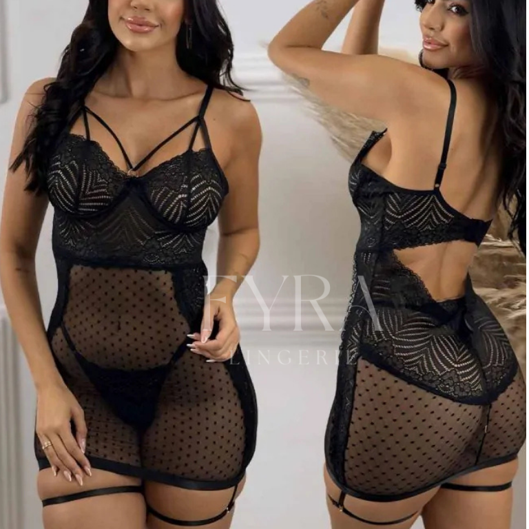 Camisa de Noite Isabella - Black